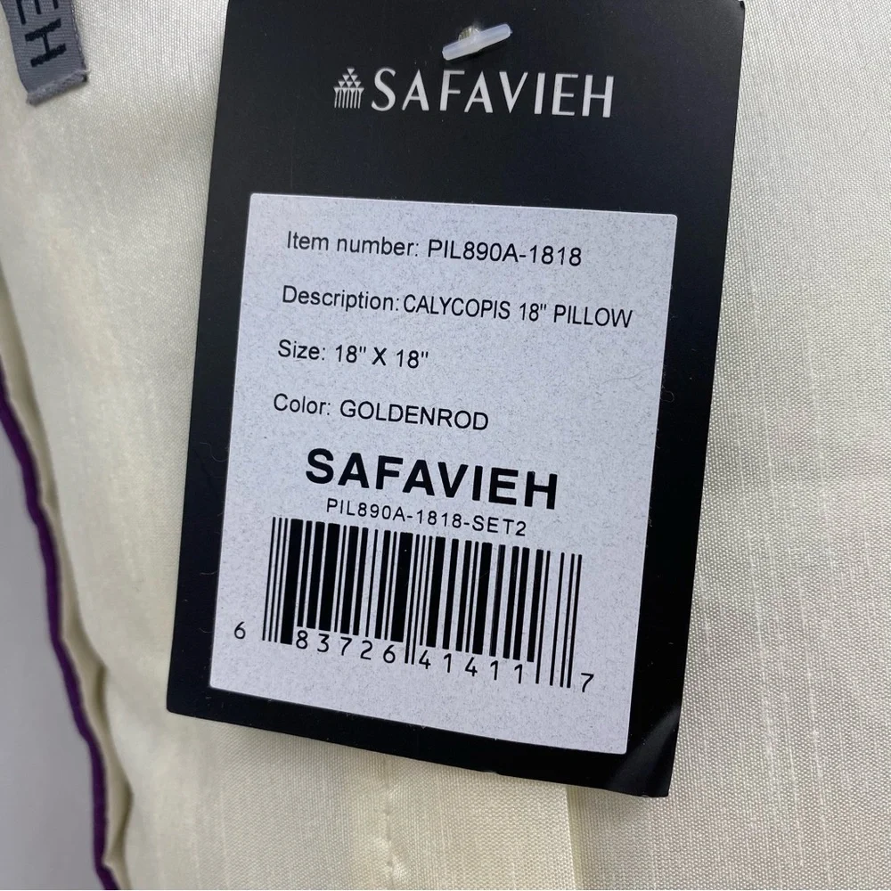 Safavieh Calycopis Goldenrod Abstract Floral Embroidered Pillows Set of 2 NEW